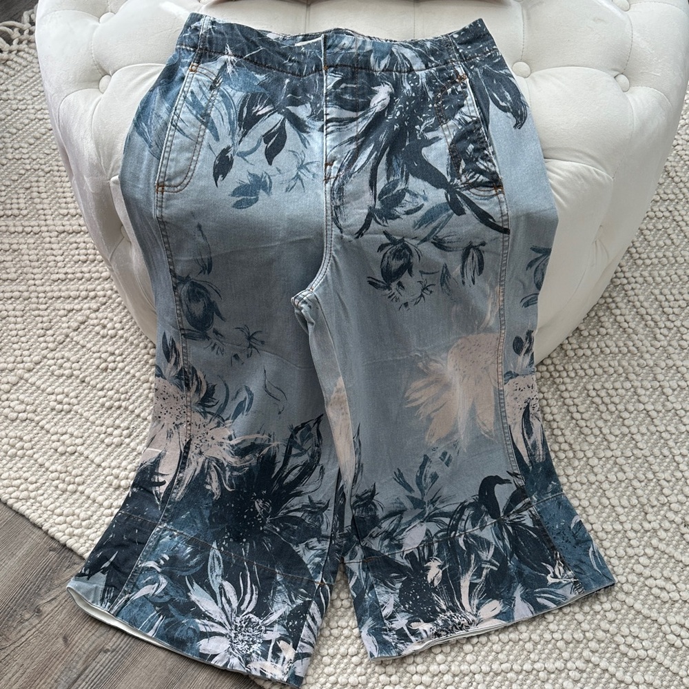 Pilcro Blue Floral Women's Flare Jeans